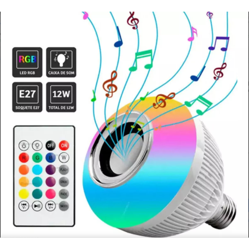 Lâmpada Bluetooth Led Caixa De Som com controle Remoto 12W