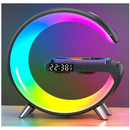 Caxinha de Som G -Speaker COR BRANCA Com Relógio Luminária Bluetooth Inteligente Carregador Sem Fio Led Luz COM RELÓGIO